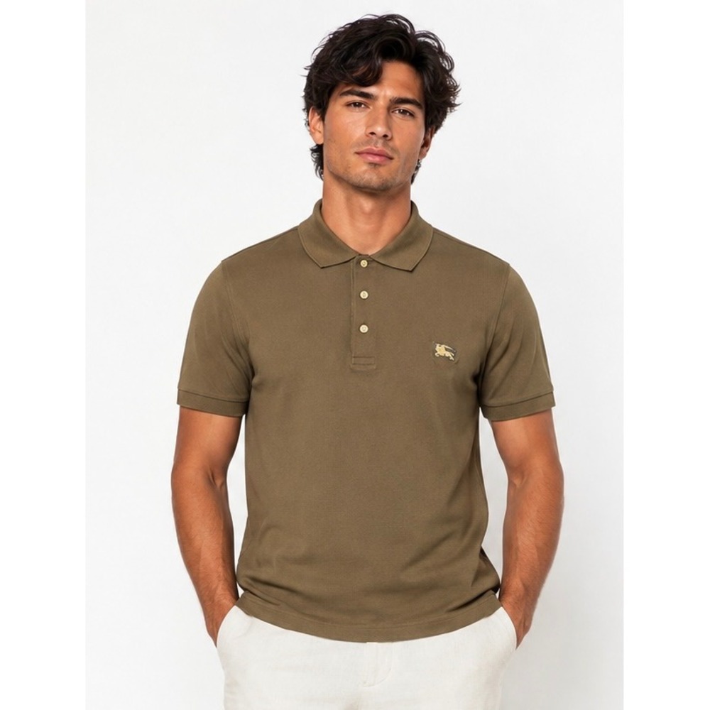 Burberry Polo Gold Logo Rare 100% Tag Gold M